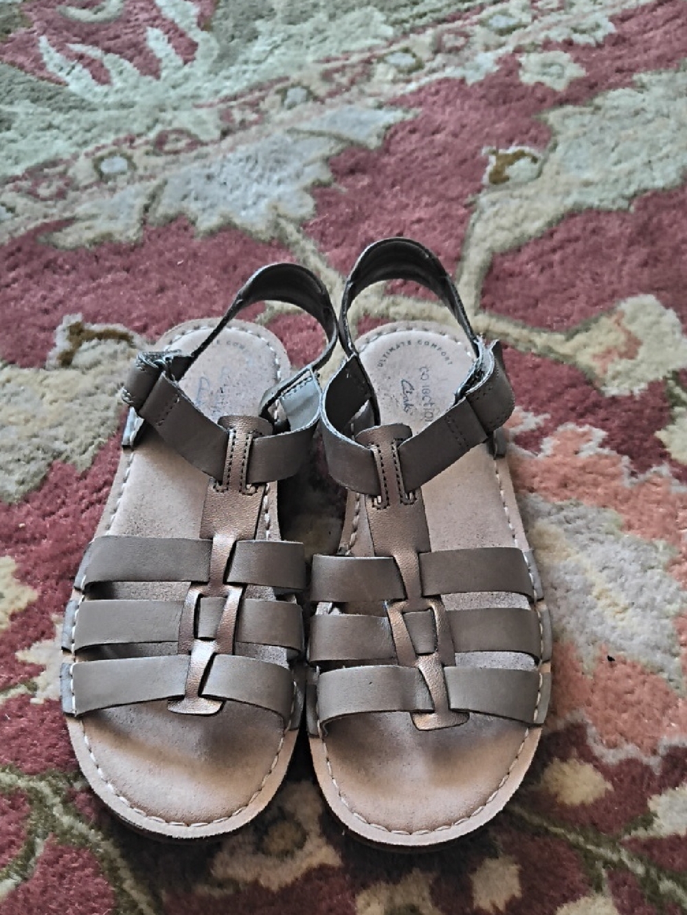 New Clarks Ultimate Comfort Gray Green Sandals 6.5M